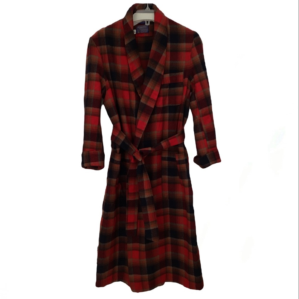 Pendleton Wool Red and Black Plaid Robe Medium